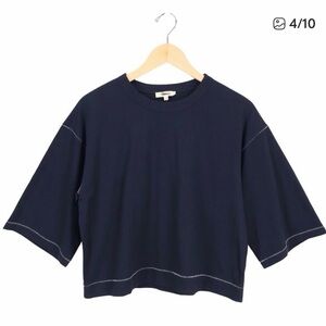Madewell 100% cotton boxy t-shirt navy topstitch detail sz small